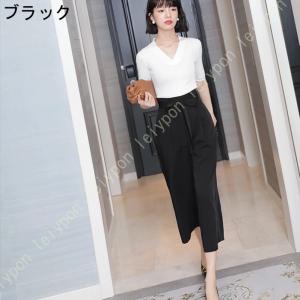 ワイドパンツ リボン ハイウエスト きれい 美...の詳細画像2