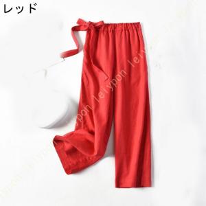 ガウチョパンツ レディース ガウチョ 黒 ワイ...の詳細画像2