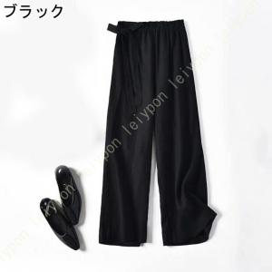 ガウチョパンツ レディース ガウチョ 黒 ワイ...の詳細画像4