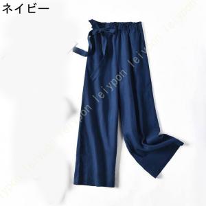 ガウチョパンツ レディース ガウチョ 黒 ワイ...の詳細画像5