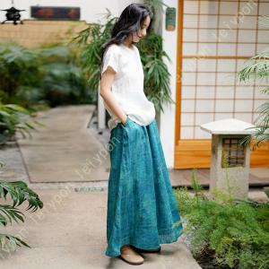 綿麻 パンツ ワイドパンツ ボトムス スカーチ...の詳細画像4
