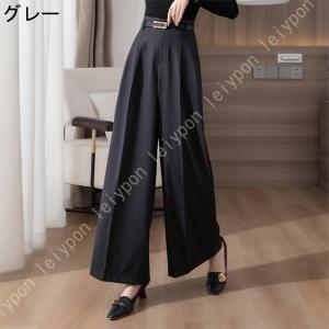 ワイドパンツ レディース ハイウエスト ガウチ...の詳細画像3