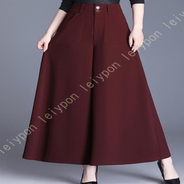 ロングパンツ フレア ワイドパンツ キュロット レディース ボトムス 黒 ふんわり ガウチョパンツ ...