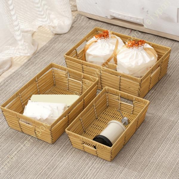 バスケット 収納 籐 ラタン 可愛い 収納バスケット 収納かご カゴ 小物入れ 収納ボックス 収納ケ...
