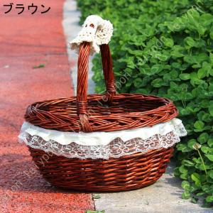 かご収納 持ち手 ピクニック バスケット ラン...の詳細画像1