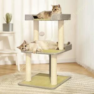 キャットタワー 猫タワー キャットランド 展望台 遊び場 省スペース 爪とぎ 猫ベッド 多機能 安定性 耐久 組立簡単 ポンポンおもちゃ ミニ 小型 子猫 シニア