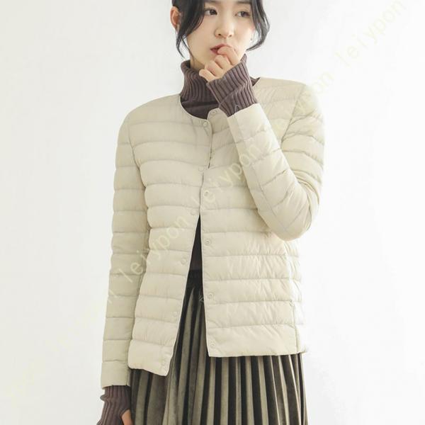 ダウンジャケット レディース ウルトラライト インナーダウン 軽量 暖かい 防寒 クルー 春秋冬 ク...