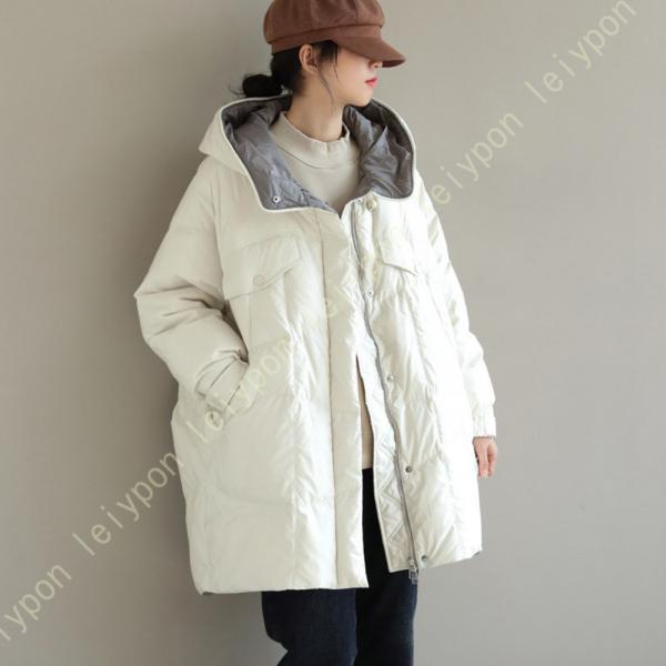 ロングコート レディース 冬 大きいサイズ ベンチコート フード付き 中綿コート ダウンジャケット ...
