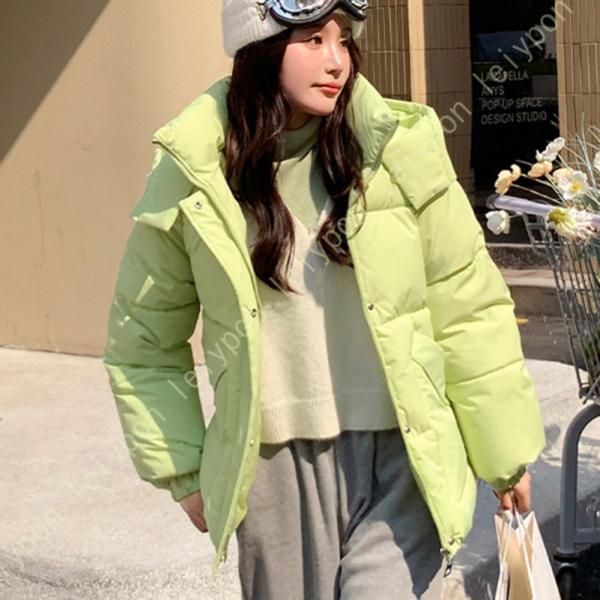 中綿 ダウンジャケット ショート丈 ダウンコート 防寒 アウター 軽量 フード付き アウター 韓国風...