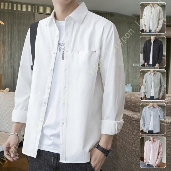 オックスフォード シャツ 長袖シャツ ボタン メンズ カジュアルシャツ M L XL XXL ホワイ...