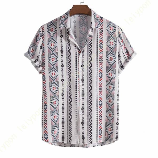 ハワイアンシャツ 半袖 メンズ アロハシャツ 5分袖 カッコイイ 総柄 ヤシの木 夏 おしゃれ 折り...