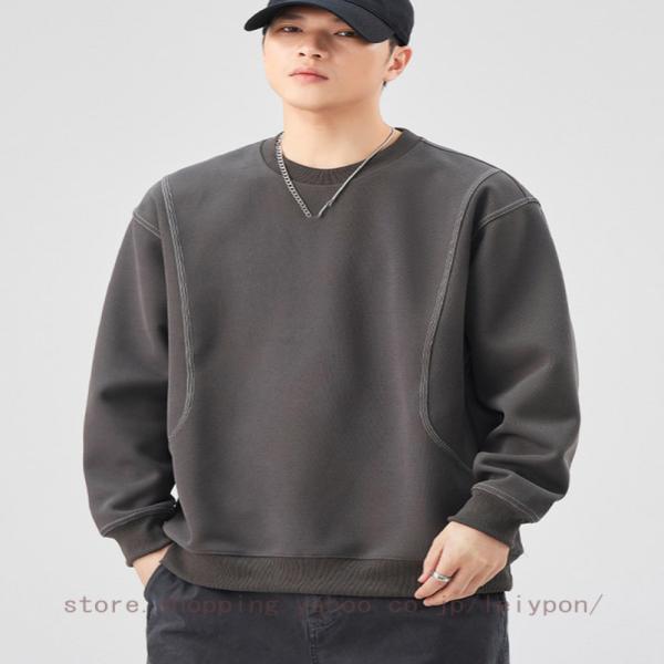 パーカー メンズ 秋服 トレーナー 長袖 Tシャツ 大きいサイズ 無地 肌着 ゆったり ロングシャツ...