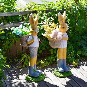 屋外装飾 うさぎの植木鉢 動物型 可愛い 置物用 樹脂 鉢 ガーデニング