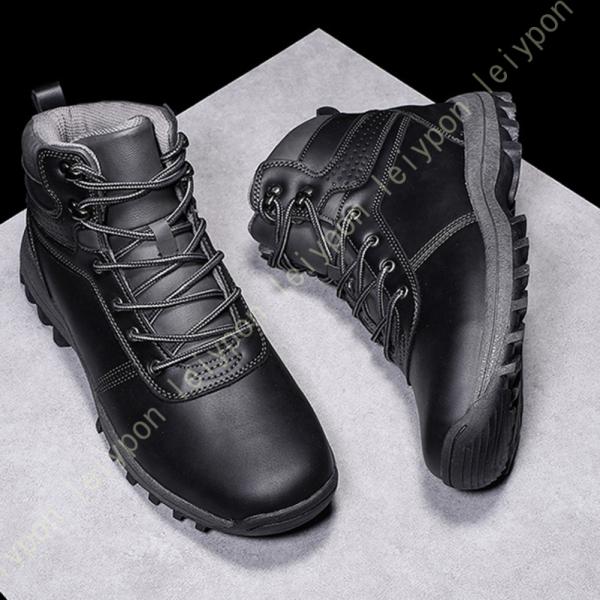 スノーシューズ スノーブーツ アウトドア メンズ スムース ショート ブーツ ラウンドトゥ ミドル丈...