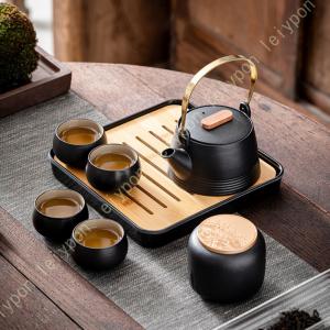 茶道具　煎茶道具　急須　大明成华年製 煎茶道具 急須】 後手急須 グリン玉 黄交趾 唐草 高野昭阿弥作