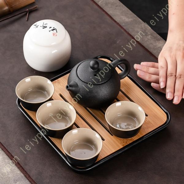 茶器セット 茶器揃 茶芸 陶器 収納バッグ付き 茶器揃 カンフー茶 コンパクト ティーポット 携帯式...