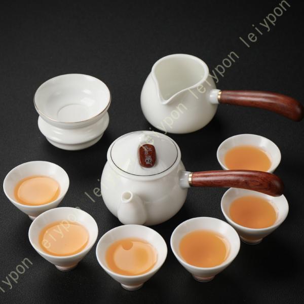 急須 急須セット240ml 丸平型急須 お茶の葉桐 急須茶器セット セラメッシュ茶葉 湯呑み 湯冷ま...