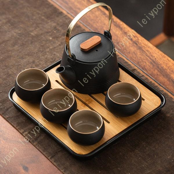 かわいい花柄の茶器4点セット 湯呑 急須 ポット 茶器 オシャレ食器 お洒落 可愛い かわいい 陶器...