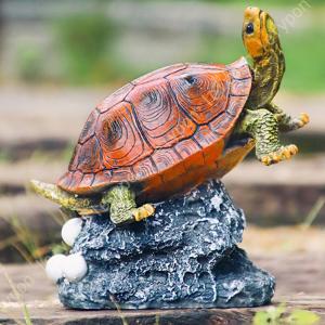 緑カメ 全長23cm 亀 かめ 置物 彫刻品 長寿 祝い 手作り 天然御影石