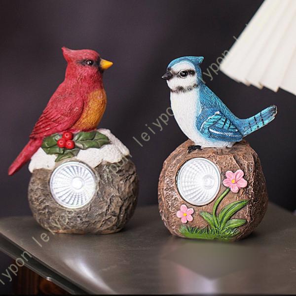 ガーデニング 置物 鳥 オブジェ用ライト 玄関飾り 花壇 庭アート飾り ソーラー置物 ソーラーライト...