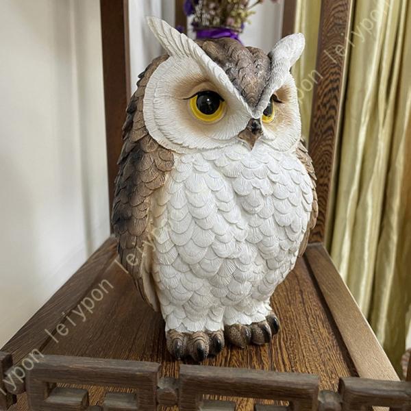 ふくろう 置物 フクロウ ガーデンオーナメント レトロ 樹脂 ガーデンオブジェ フクロウの置き物 ガ...