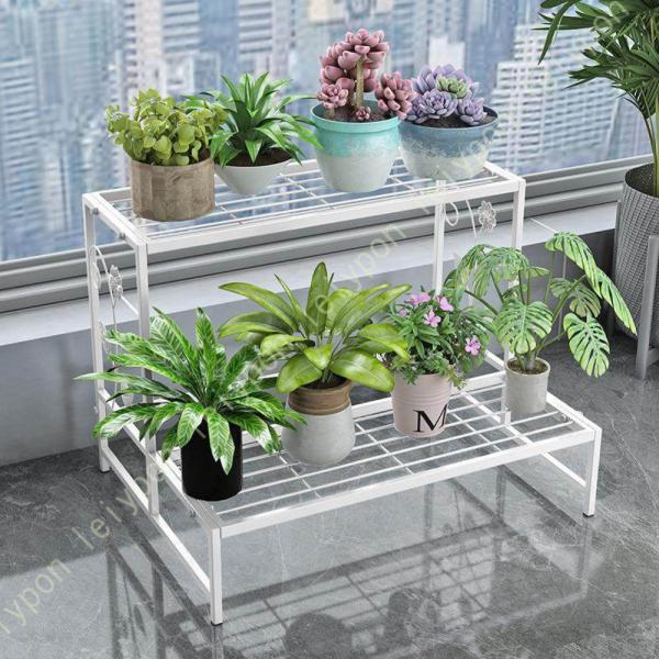 フラワースタンド アイアンラック2段/3段 ブラック/ホワイト 組み立て簡単 落ち着く花台 インテリ...