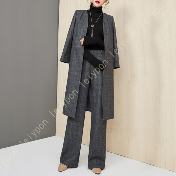 パンツ スーツ ジャケット ワイドパンツ 着心地 ジャージー レディース ２点セット 知的 着痩せ ...