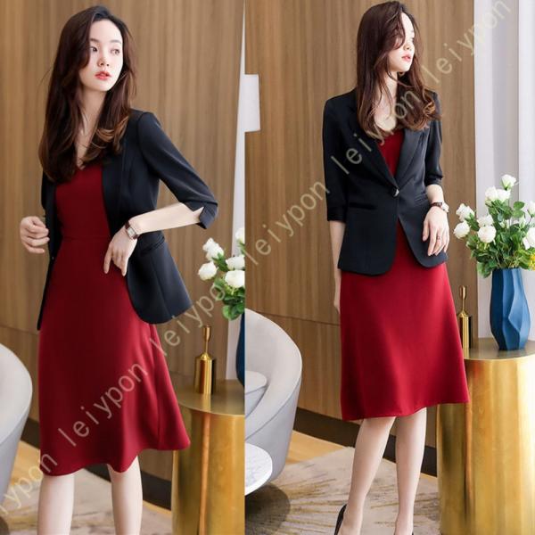お受験スーツ スーツドレスセット セレモニースーツ ワンピース セクシー 春夏秋 長袖 タイト スカ...