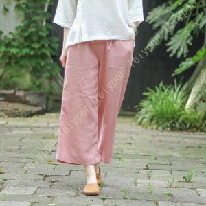 ガウチョパンツ レディース ワイドパンツ リネン スカーチョ スカンツ リネンパンツ 9分丈 春夏 フレアパンツ ロング 綿麻 ウエストゴム ハイウエスト