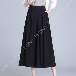 ワイドパンツ レディース スカーチョ ゆったり 春秋夏ガウチョパンツ リブ ひざ下 スカンツ ウエストゴムロング ギャザー レイヤード ウエスト プリーツ
