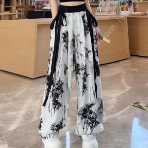 ロングパンツ ワイドパンツ 涼しげ 絞り染め お...の商品画像