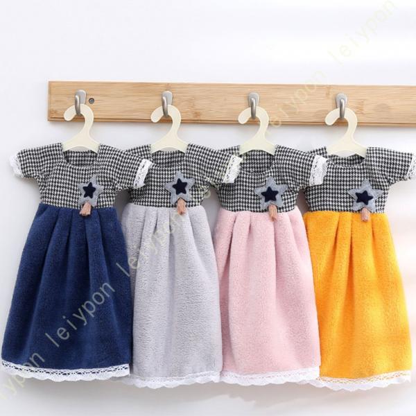 可愛い ドレスタオル 手拭きタオル 吸水速乾 ハンドタオル ハンガー付きワンピース バスルーム キッ...