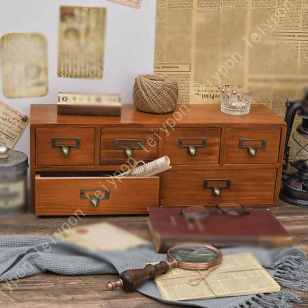 卓上収納ボックス 引き出し ミニチェスト 木製 スタッキングチェスト 多段引出し キッチン収納 雑貨...