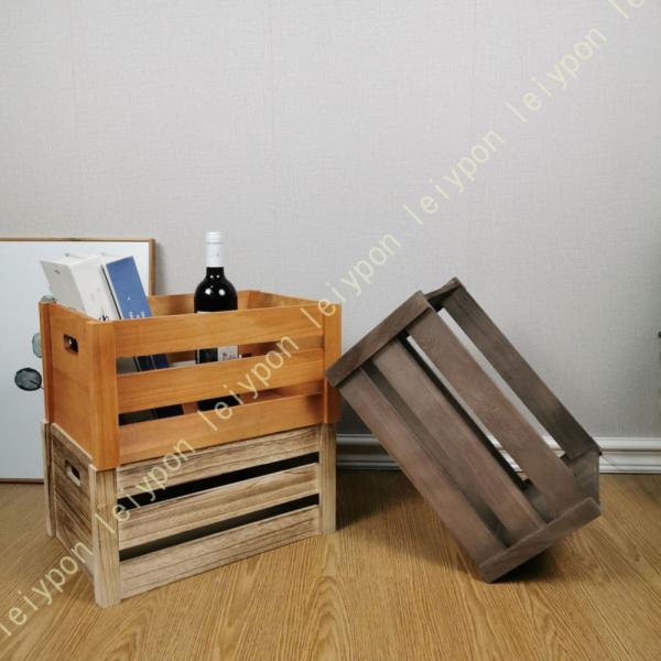 収納ボックス 木製 収納ケース 木箱 持ち手付き 浅型 超市展示用 フルーツ収納 ナチュラル 雑貨 ...