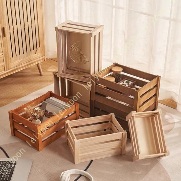 木製 収納ボックス 木箱 深型 スタッキング可 ストッカー 小物収納 ナチュラル パイン材 ワイド ...