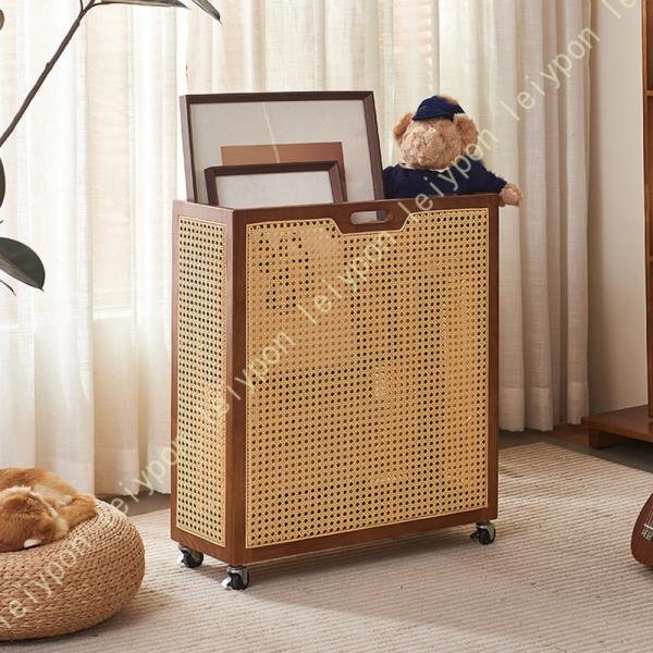 ランドリー バスケット 大容量 キャスター付き 藤編み 洗濯かご ランドリー収納 取っ手付き 小物 ...