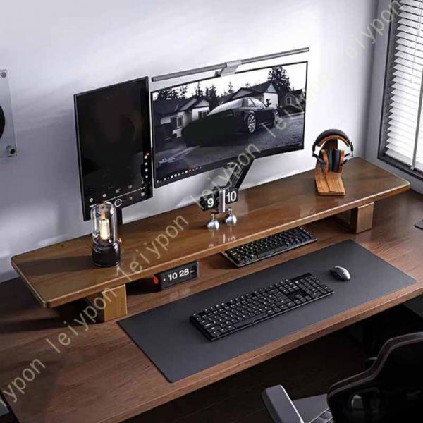 モニタースタンド 木製 コンピュータースタンド オフィス ノートパソコンライザー キーボード収納 コ...