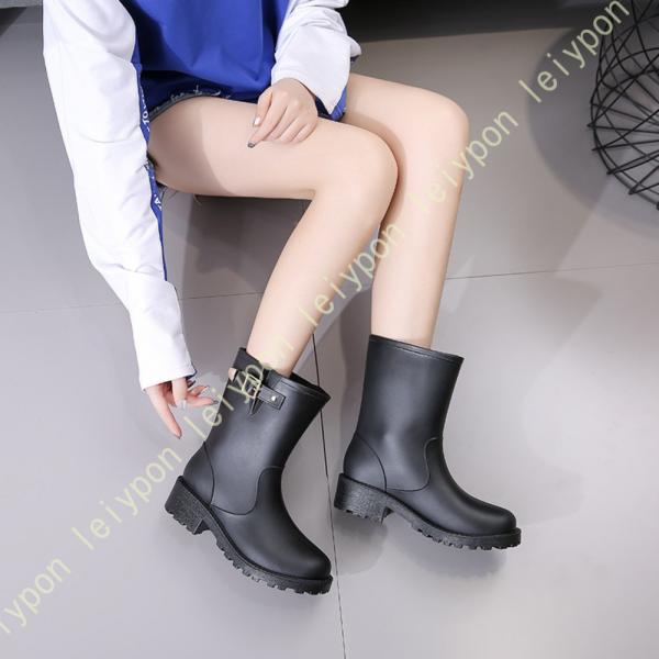 雨靴 ミドル丈 レインブーツ 折りたたみ レディース 長靴 ガーデニングブーツ レインシューズ 防水...