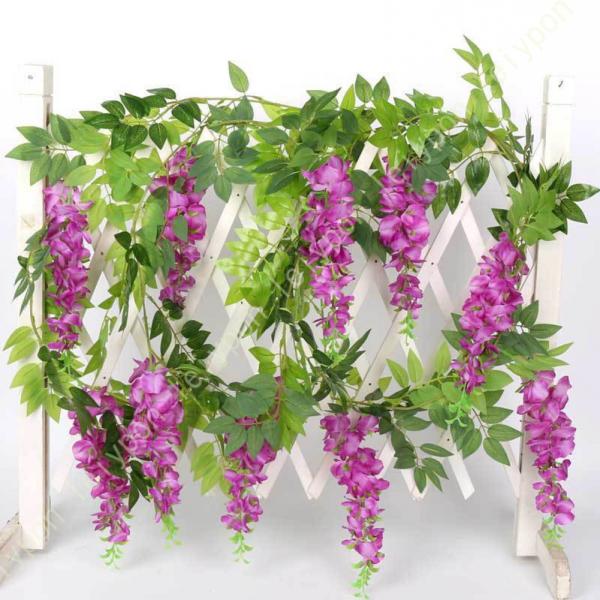 人工観葉植物 壁掛け 藤 緑葉 枯れない花 クリーム モーブ リース スワッグ 人工観葉植物 ウォー...