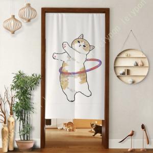 猫柄のれん ロング 暖簾80x150cm ネコ かわいい 間仕切り猫雑貨 : 夢