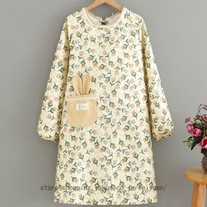 割烹着女性用 かっぽう着 保育士エプロンスモックエプロンかっぽうぎ 長袖 作業着 ゆったり ポケット 袖付きエプロン 保育士 キッチン 家事 母の日 プレゼント