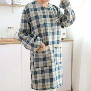 ナイロン 花モチーフ かっぽう着 背開きタイプ エプロン 割烹着