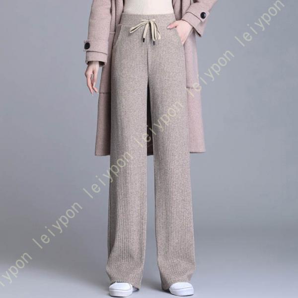 ワイドパンツ レディース 秋冬 白 黒 ゆったり ウェストゴム カジュアル 脚長効果 激暖 着痩せ効...