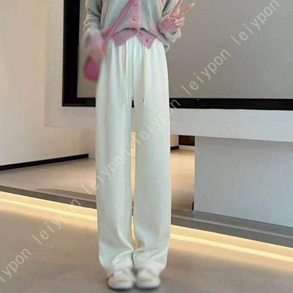 ワイドパンツ レディース 秋冬 ハイウエスト ウエストゴム ロングパンツ ニットパンツ 体型カバー ...