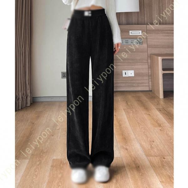 ワイドパンツ レディース 秋冬 ハイウエスト ウエストゴム ロングパンツ ニットパンツ 体型カバー ...