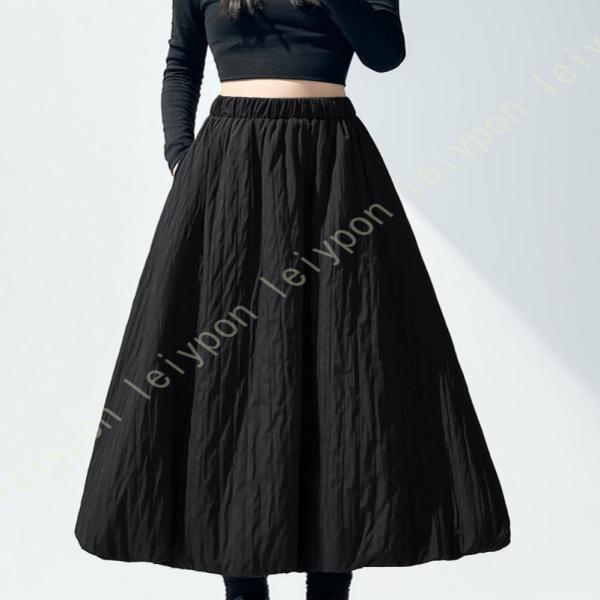 ダウンスカート レディース ロング丈 暖かい 防寒 軽量 ボトムス 中綿スカート 秋冬 Aライン あ...