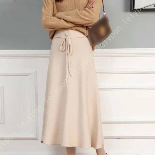 ニット フレアスカート ウエストゴム レディース 暖かい スカート 秋冬 やわらかい ロングスカート...