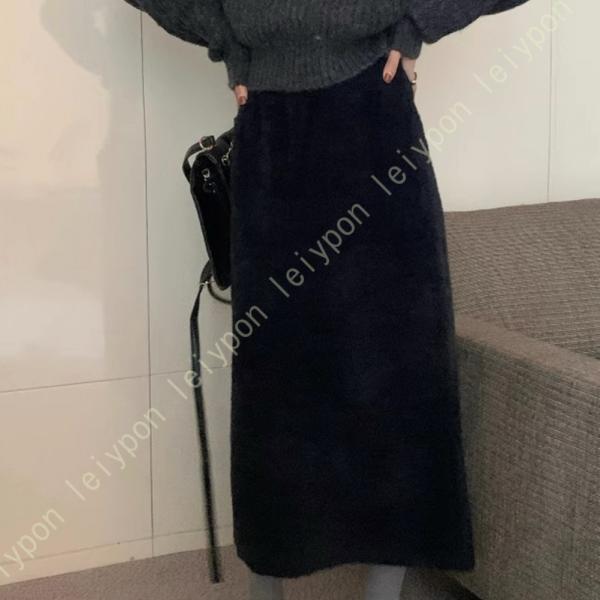 リブニットスカート レディース 秋冬 レディース エレガント カシミア 厚手 暖かい ニットスカート...