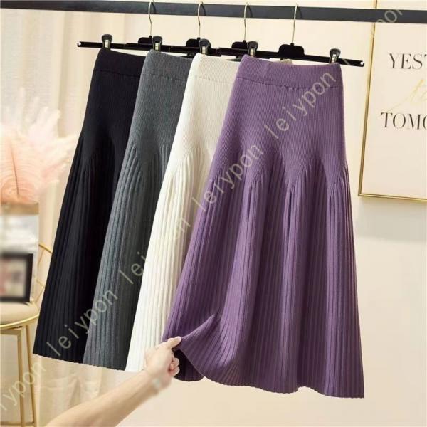 リブニットスカート レディース 秋冬 レディース エレガント カシミア 厚手 暖かい ニットスカート...