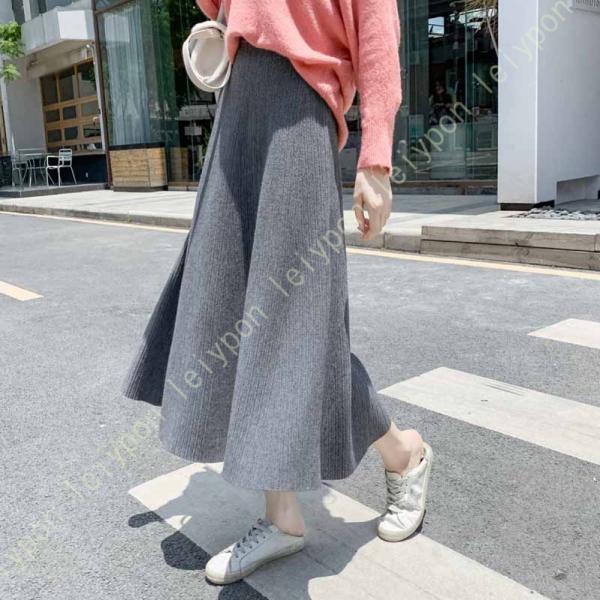 フレアスカート ニットスカート レディース 冬 厚手 タイトスカート 暖かい 柔らかい 伸縮性の良い...